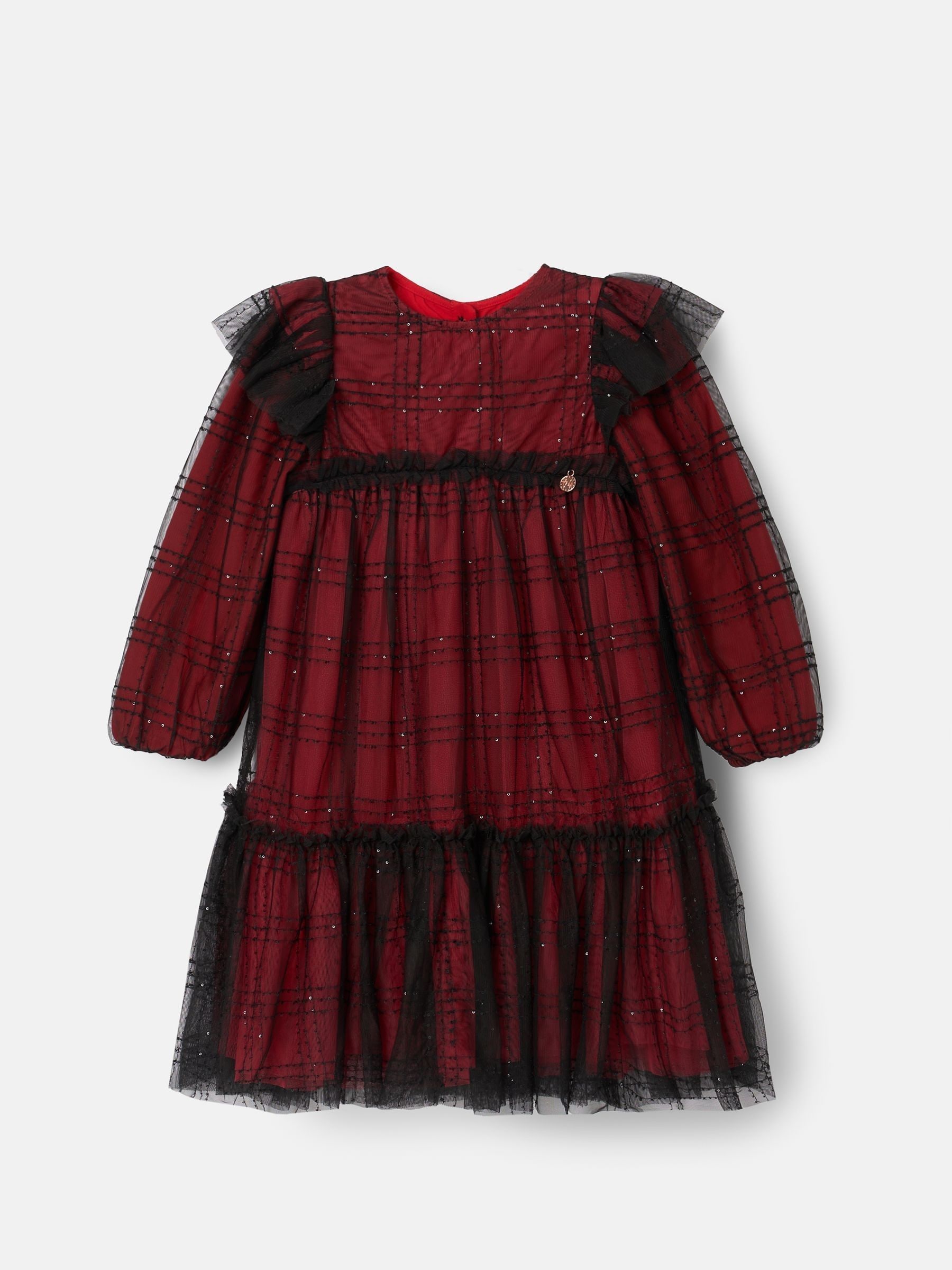 Angel & Rocket Tia Sequin Tartan Mesh Dress