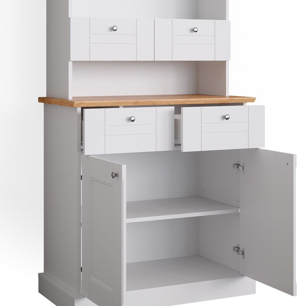 Vicco Küchenvitrine Kommode Küchenregal Bergamo Weiß Eiche Küchen Schrank 83x84 cm Vintage Ablage Schublade Schranktür Anrichte Küchenmöbel