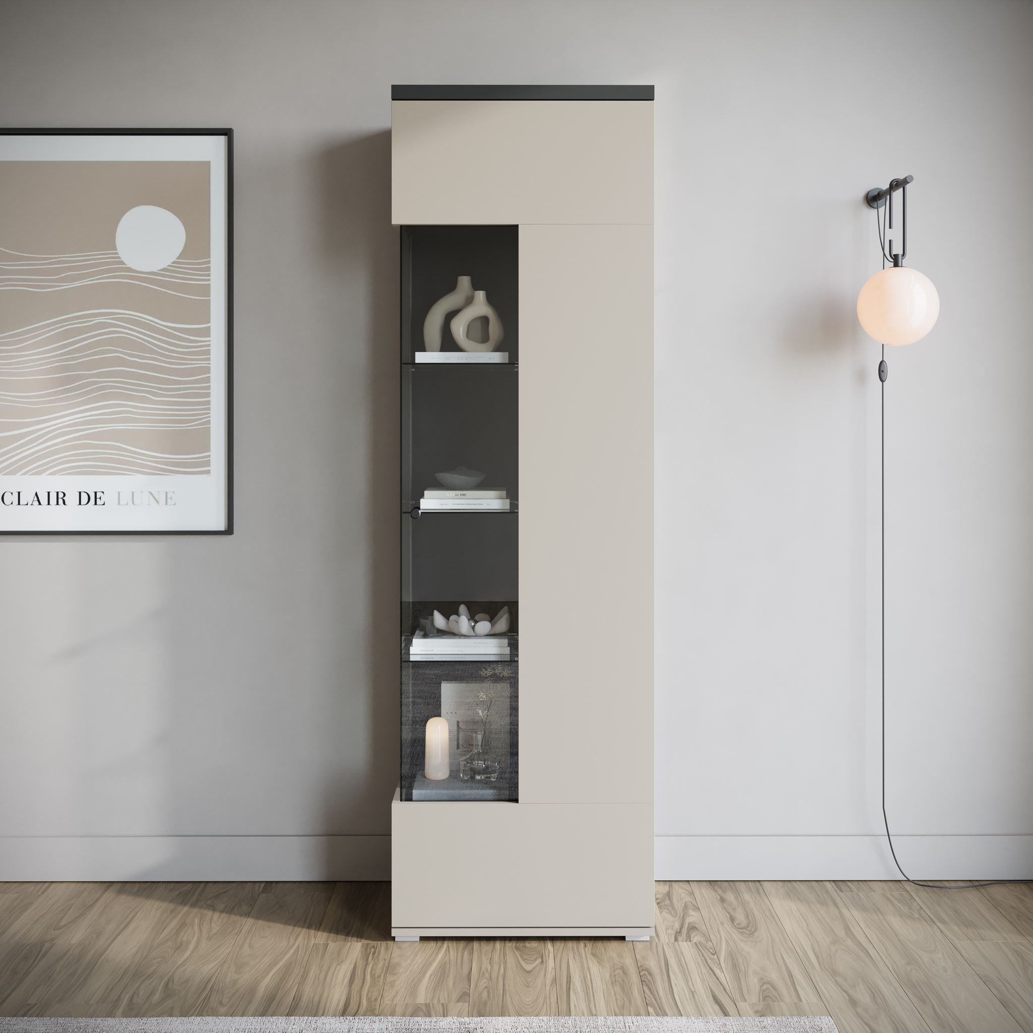 Sekai - Vitrinekast - Beige - 55x36x180 cm