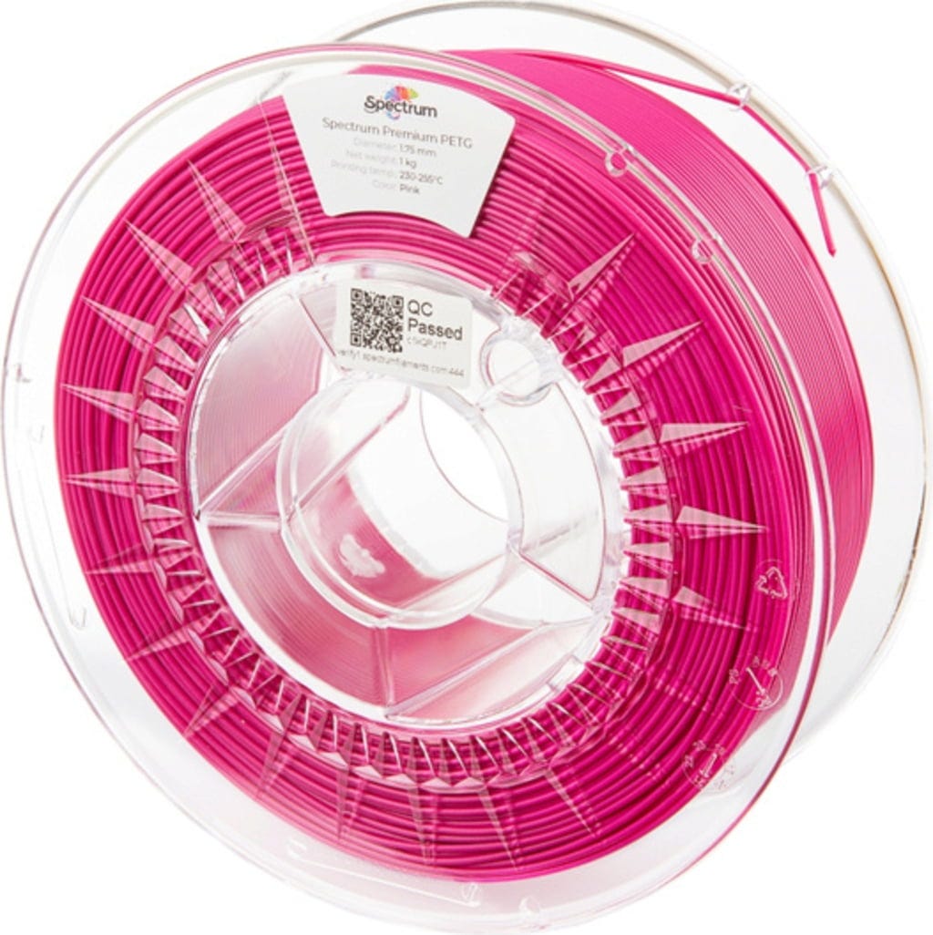 Spectrum  PETG Premium Pink, 1,75 mm / 1000 g    Vielfältiges Filament mit hoher Transparenz & Temperaturbeständigkeit