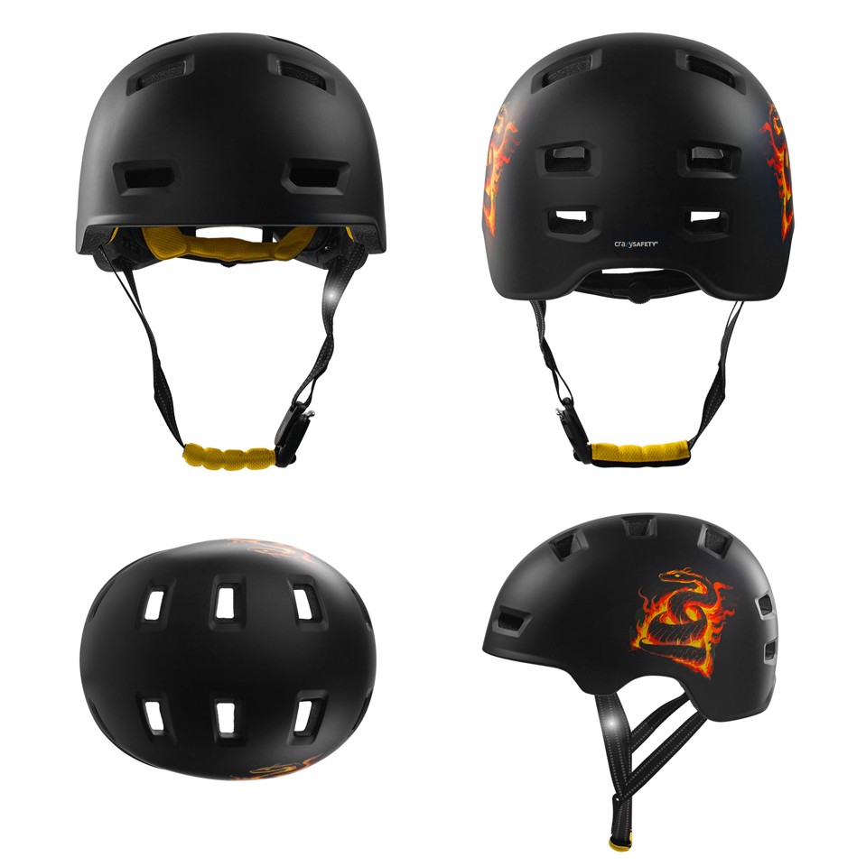 Crazy Safety - Orange Snake cykel- og skaterhjelm - Orange - M (54-57cm)