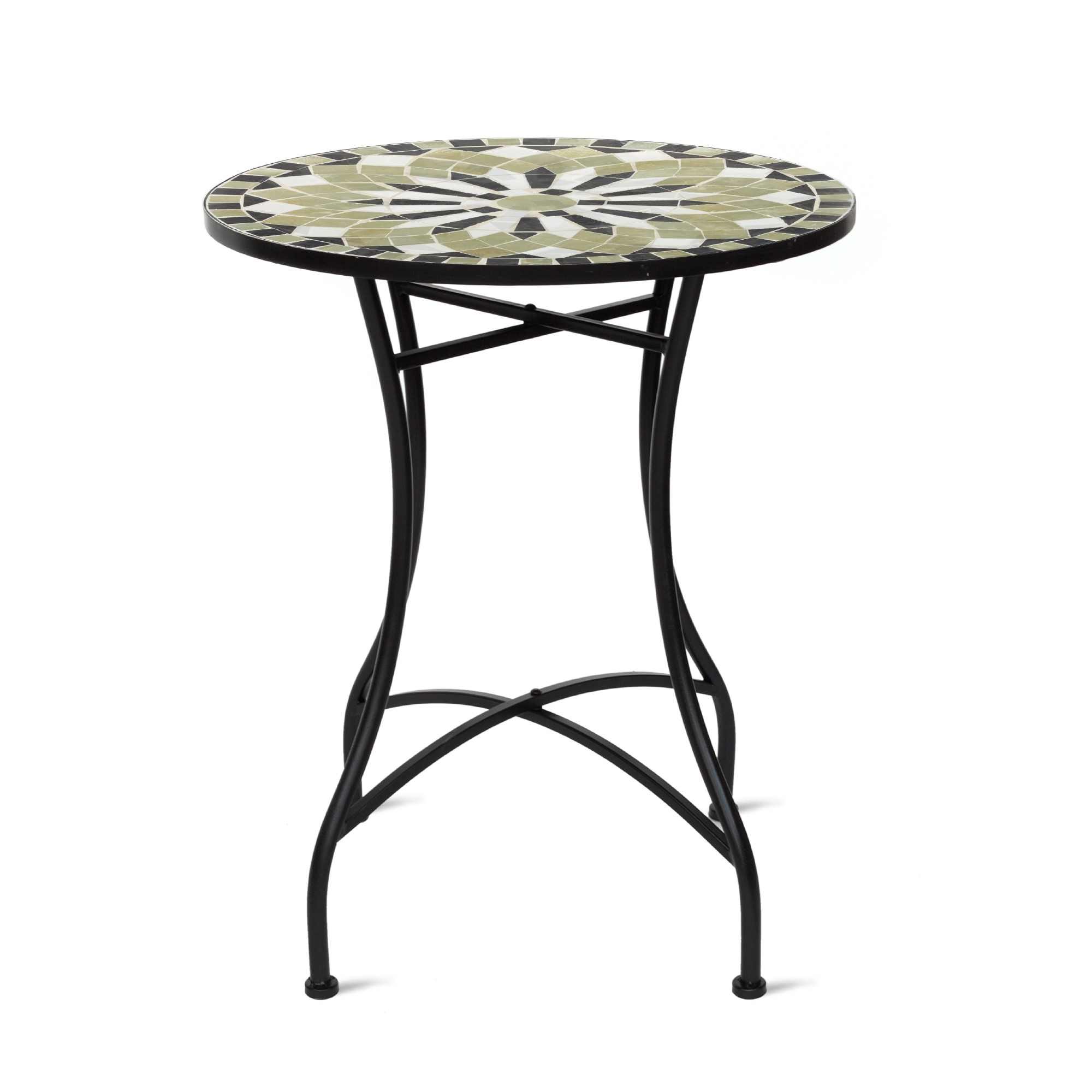 Mosaiktisch 'Vesoul', schwarz, weiß, grün, Ø 60 cm, H 71 cm von fischer's lagerhaus