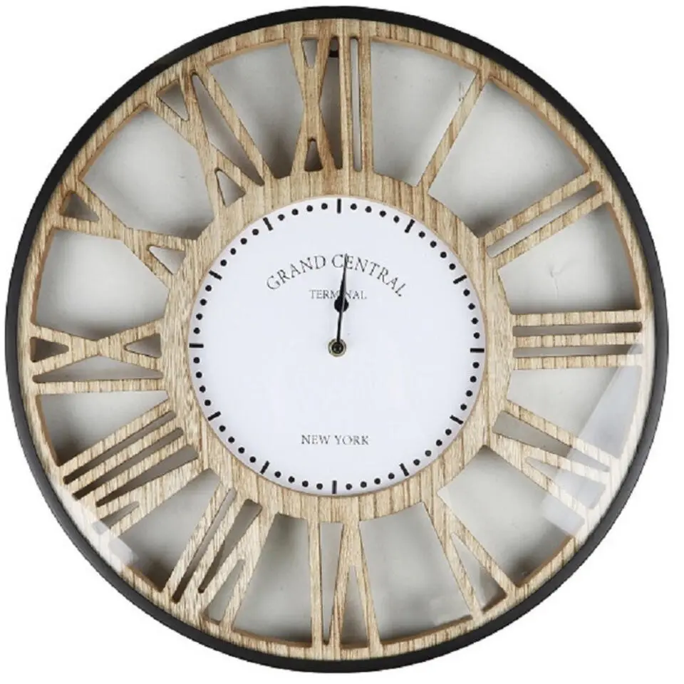 Urban Living Wandklok Grand Central - Open - D50 cm - hout