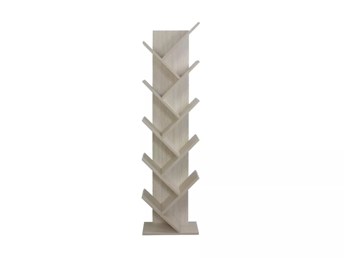 Bibliothèque Meuble De Rangement Mdf Sapin Blanchi 160x44,5x22