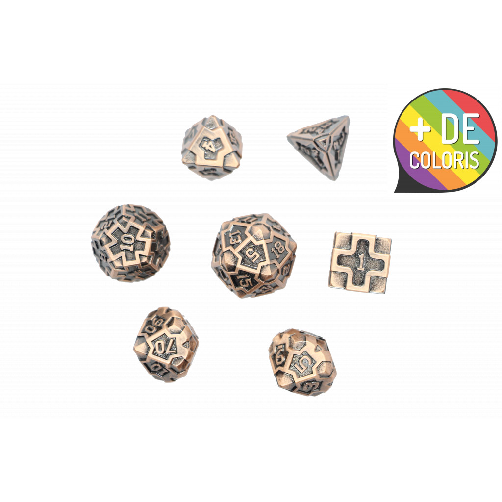 Set de dés JDR en metal Mecha