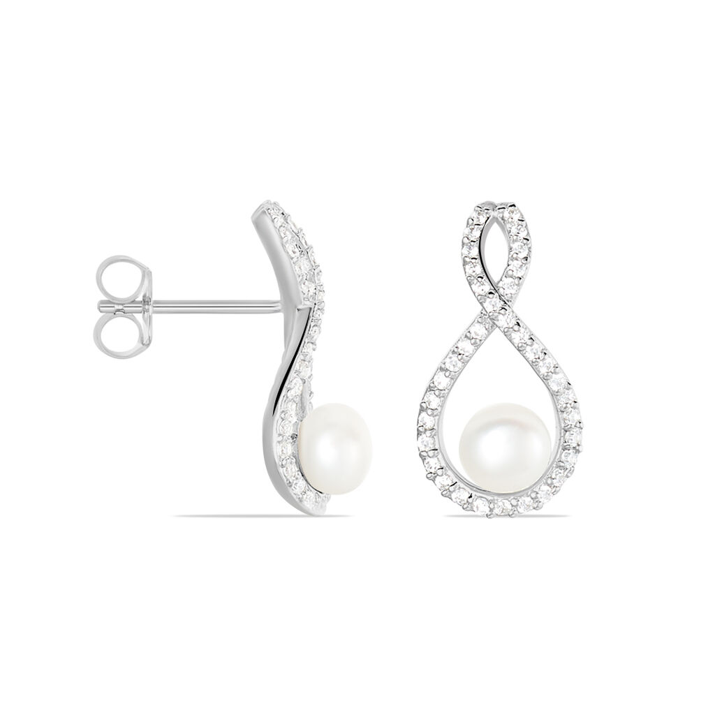 Boucles D'oreilles Pendantes Saja Argent  Perle De Culture Et Oxyde