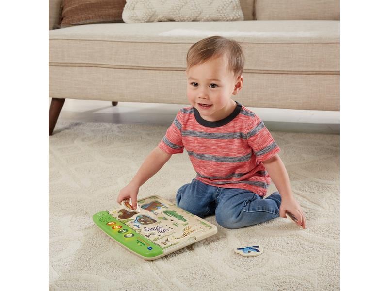Vtech Steckspiel Interaktives Holz-Tierpuzzle Umweltfreundliches Steckpuzzle mit Musik und lustigen Geräuschen