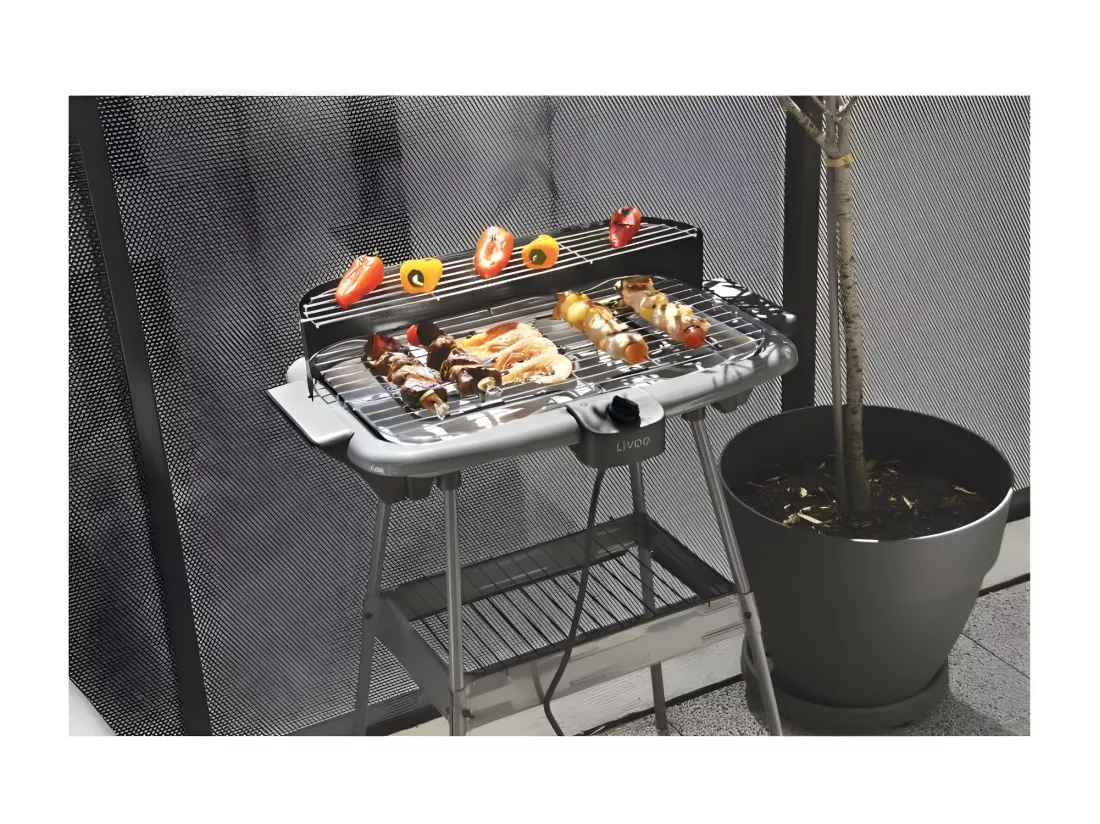 Livoo Barbecue électrique sur pieds 2000w gris - dom297g