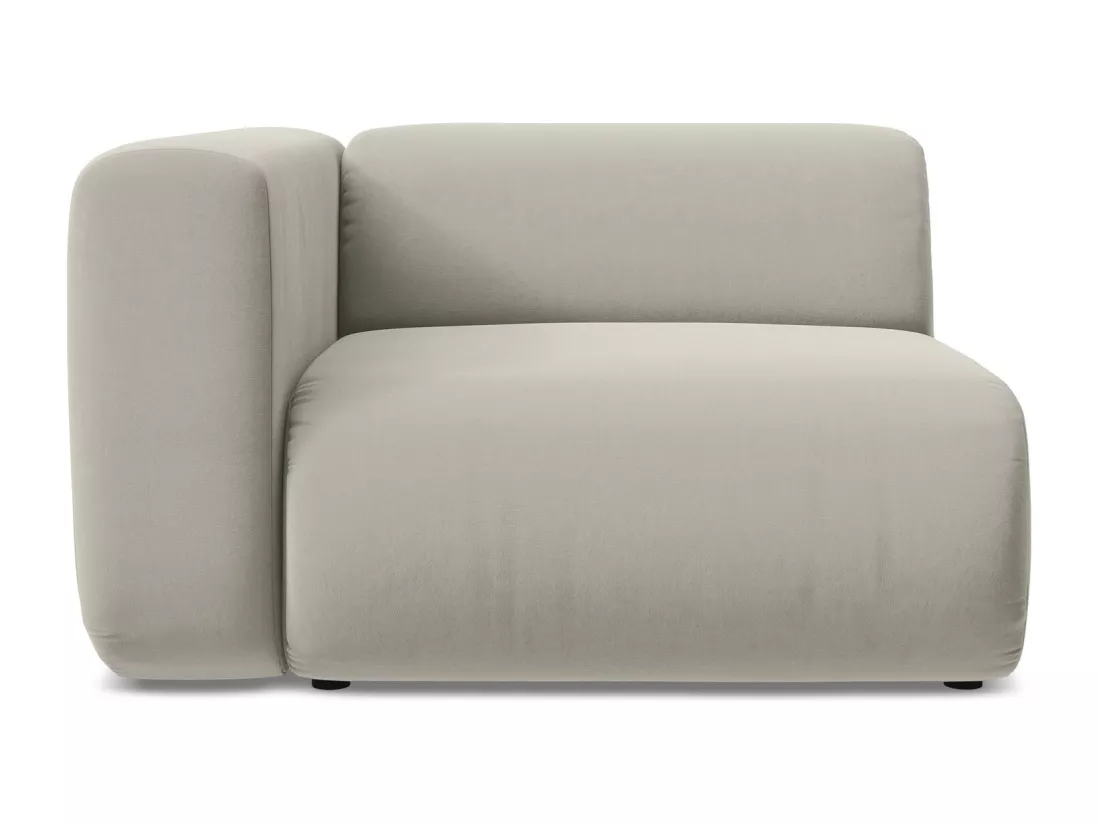 Module avec accoudoirs gauche en velours - perle - EKAHI
