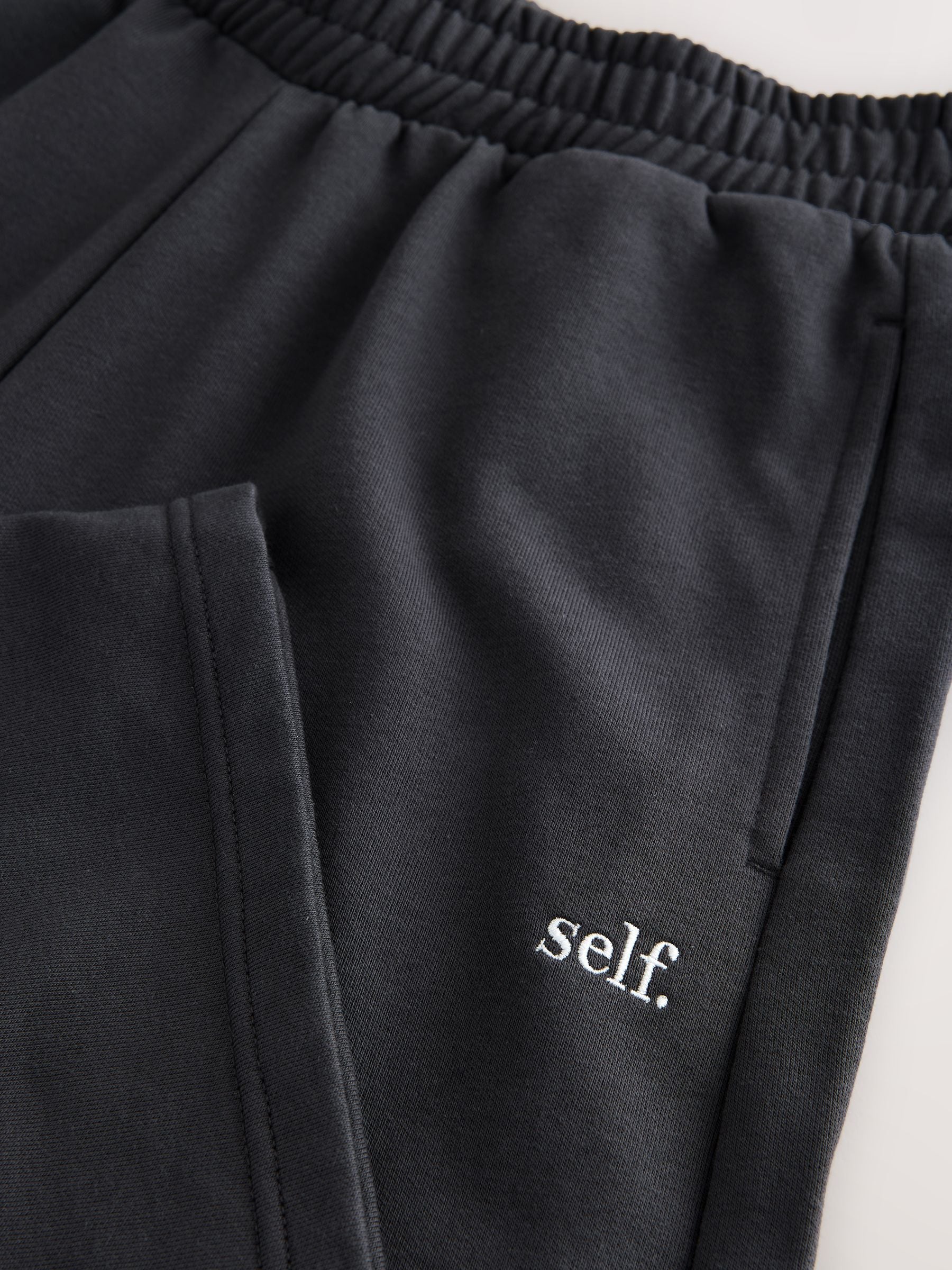 Antraciet - self. joggingbroek met wijde pijpen