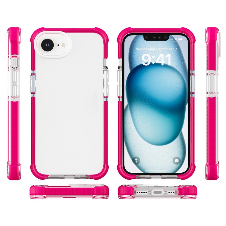 iPhone 16e Hybrid Bumper Hülle mit Air Cushion Fallschutz - Pink / Transparent