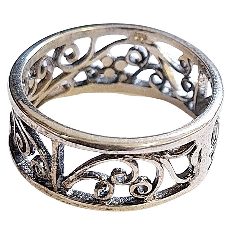 Bague anneau taille 50 femme enfant motif arabesque en argent