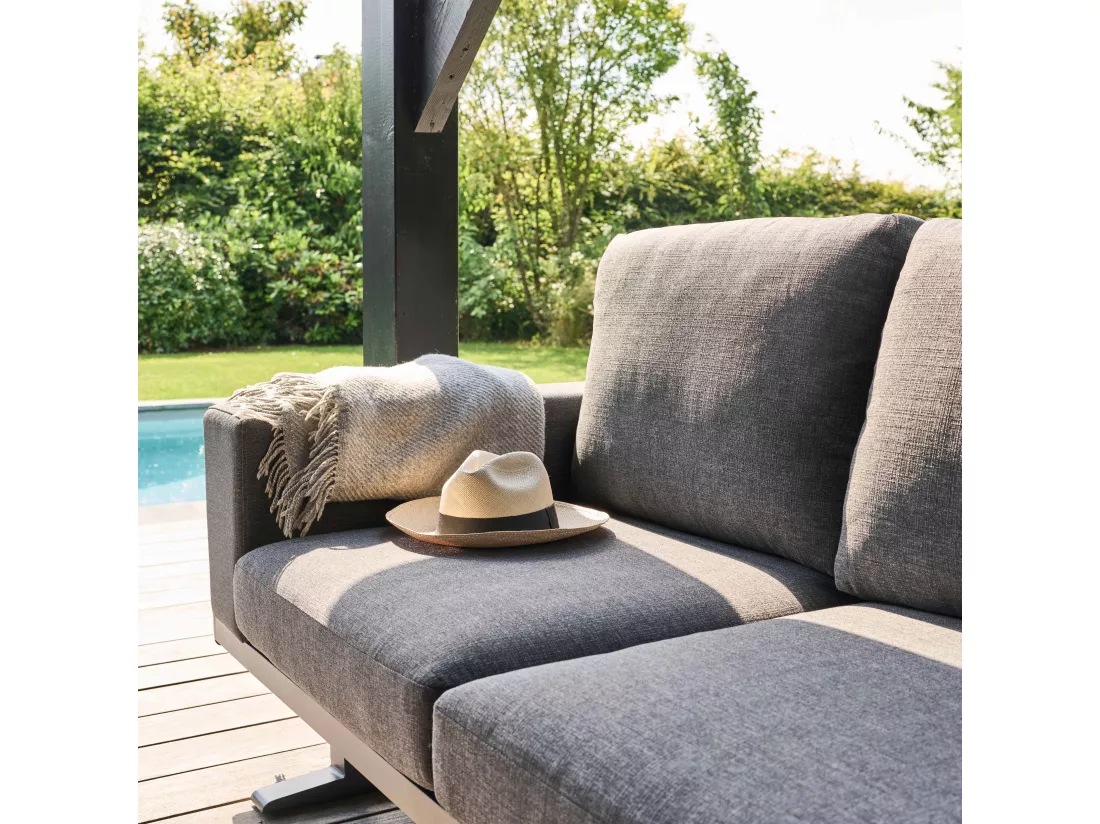 Salon de jardin d'angle 5 places gris
