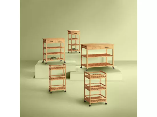 Desserte roulante grand modèle en Bambou H 90 cm