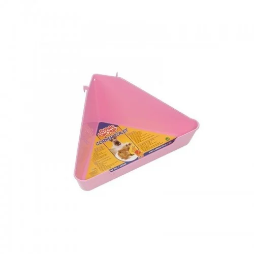 Caixa de areia de canto para roedores, rosa