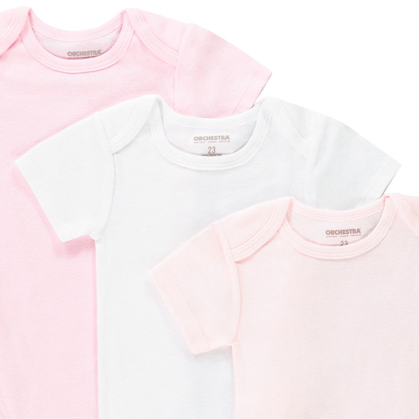 Lot de 5 bodies unis à manches courtes pour bébé fille - Blanc