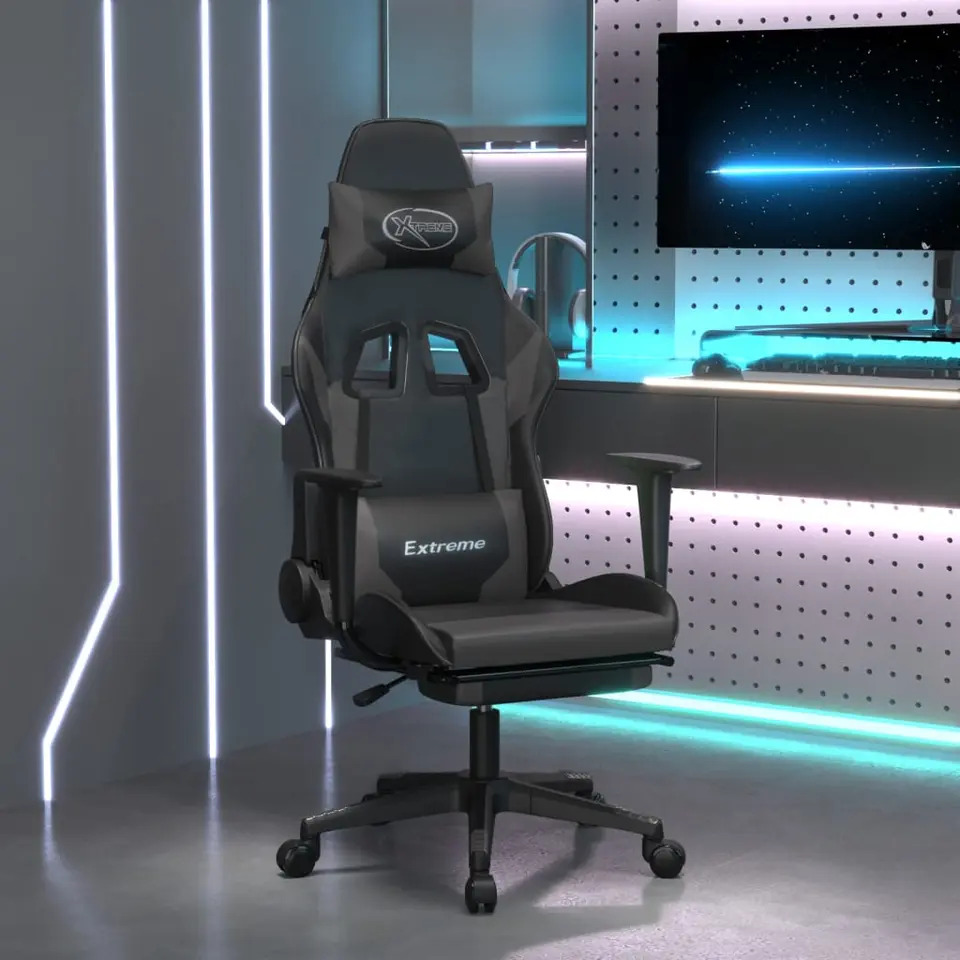 vidaXL - Gamingstoel - Grijs - Kunstleer