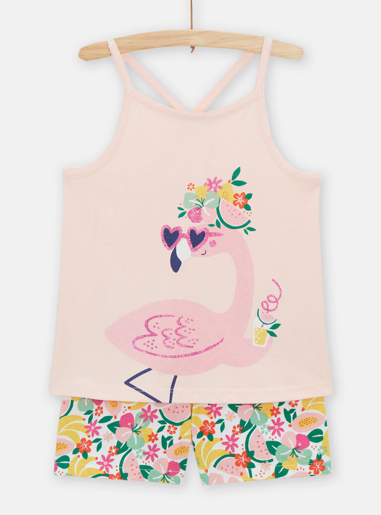Pyjama rose à bretelles pour fille