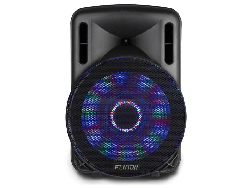 Fenton Lautsprecher FT15LED Aktiv Trolley-Speaker Aktive Multifunktionsbox mit Akku und Lichteffekt