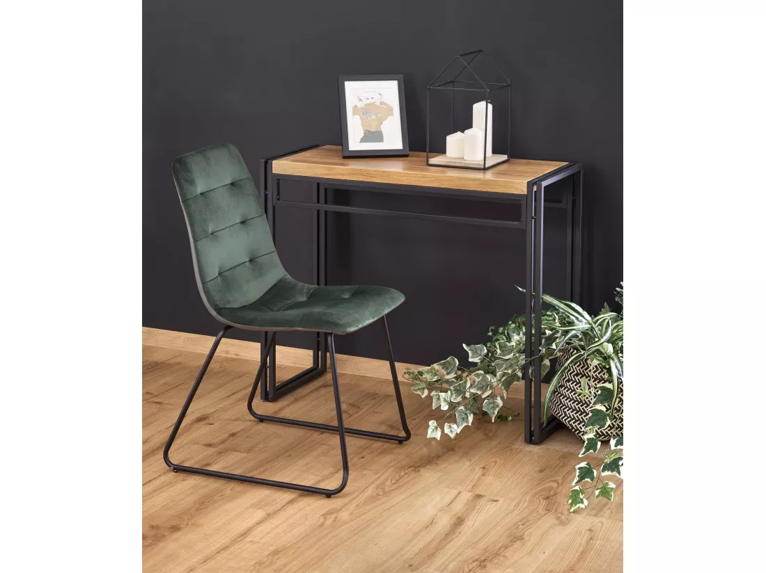 Console plateau style chêne doré et pieds en acier noir Aqua