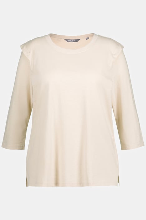 Shirt, Flammjersey, Rundhals, 3/4-Arm, Biobaumwolle