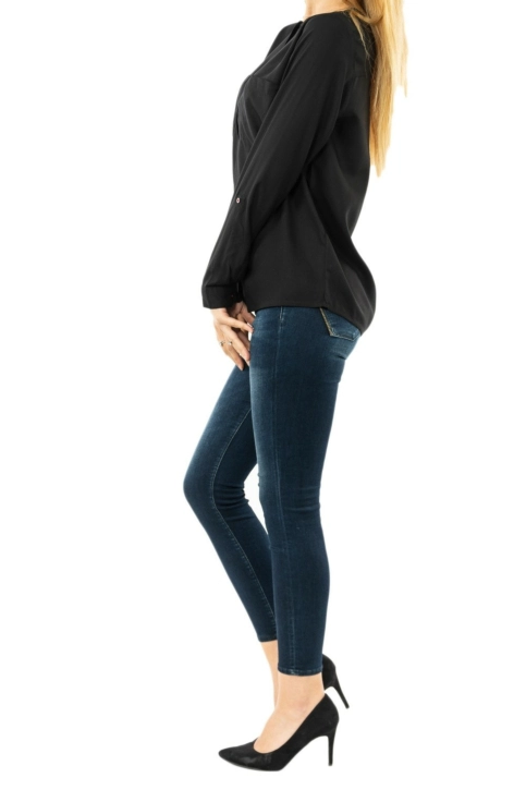 chemisier street one solid buttoned w pocket 10001 black
