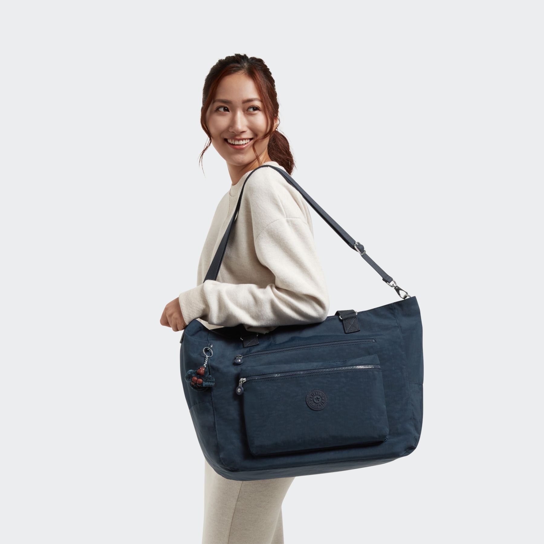 ISAAC Grand Sac épaule Avec Bretelle Amovible - True Blue Tonal