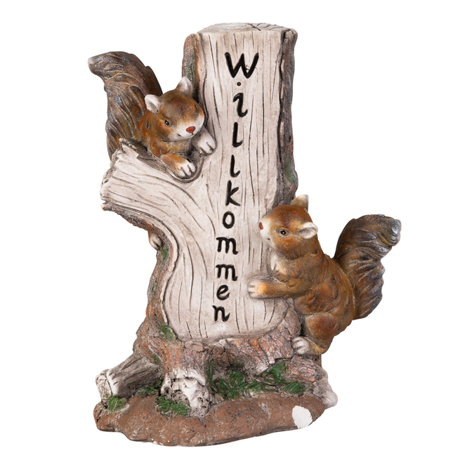 Eichhörnchen auf Baum - Willkommen - ca. 33,5 x 21 x 40 cm