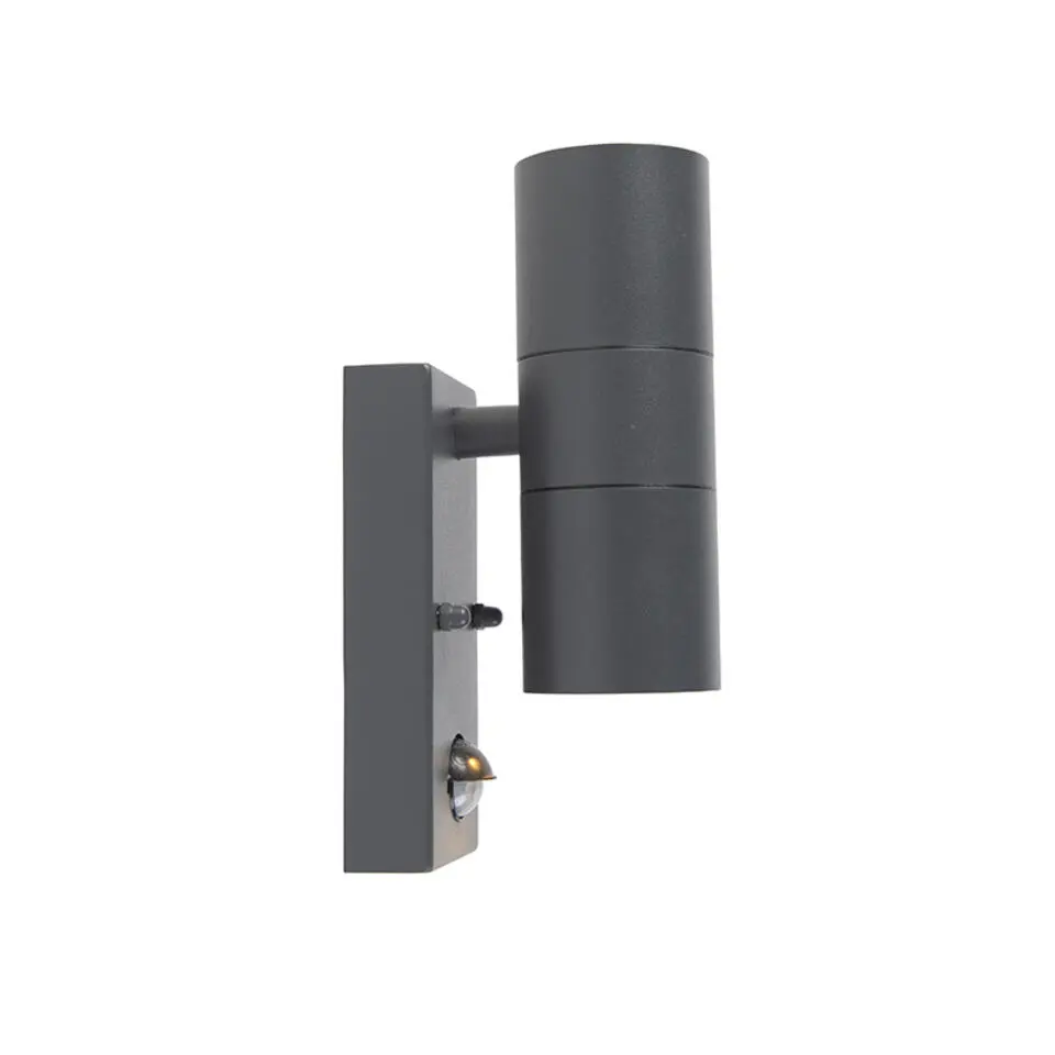 Qazqa buitenlampen met sensor duo grijs gu10