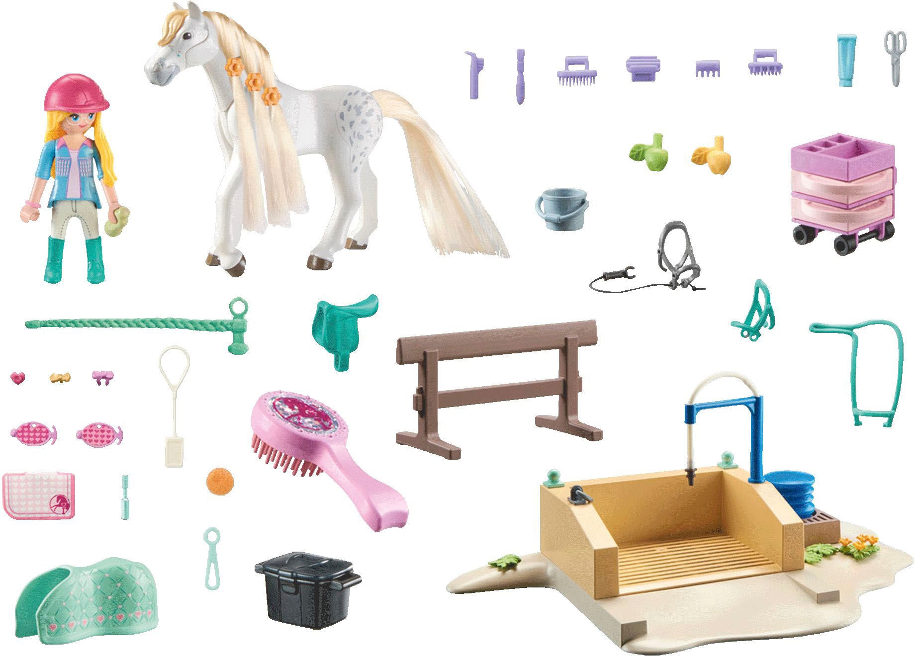 Playmobil® Konstruktions-Spielset »Isabella & Lioness mit Waschplatz (71354), Horses of Waterfall« teilweise aus recyceltem Material