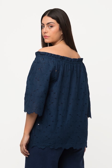 Carmenbluse, schulterfrei, A-Linie, Spitze, Halbarm