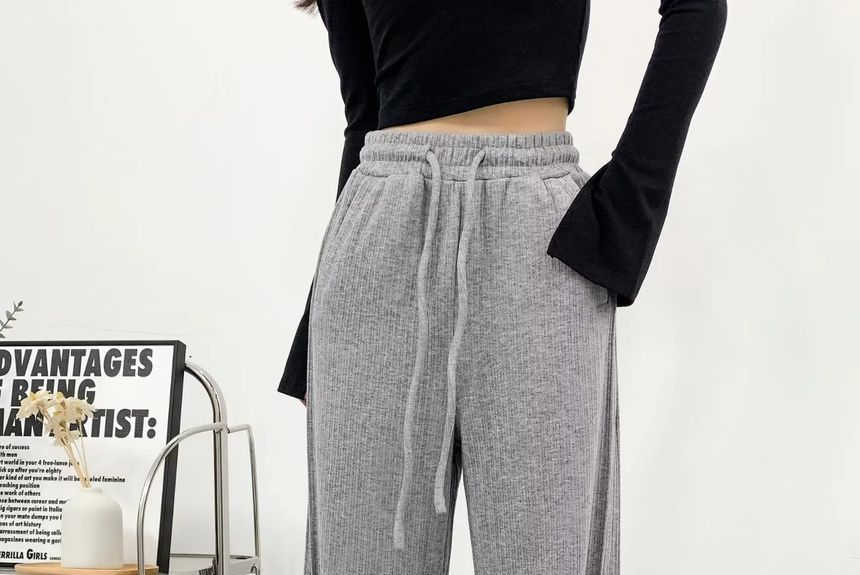 Asiris - Hoge taille, rechte pasvorm, wijde pijpen en split, joggingbroek met trekkoord