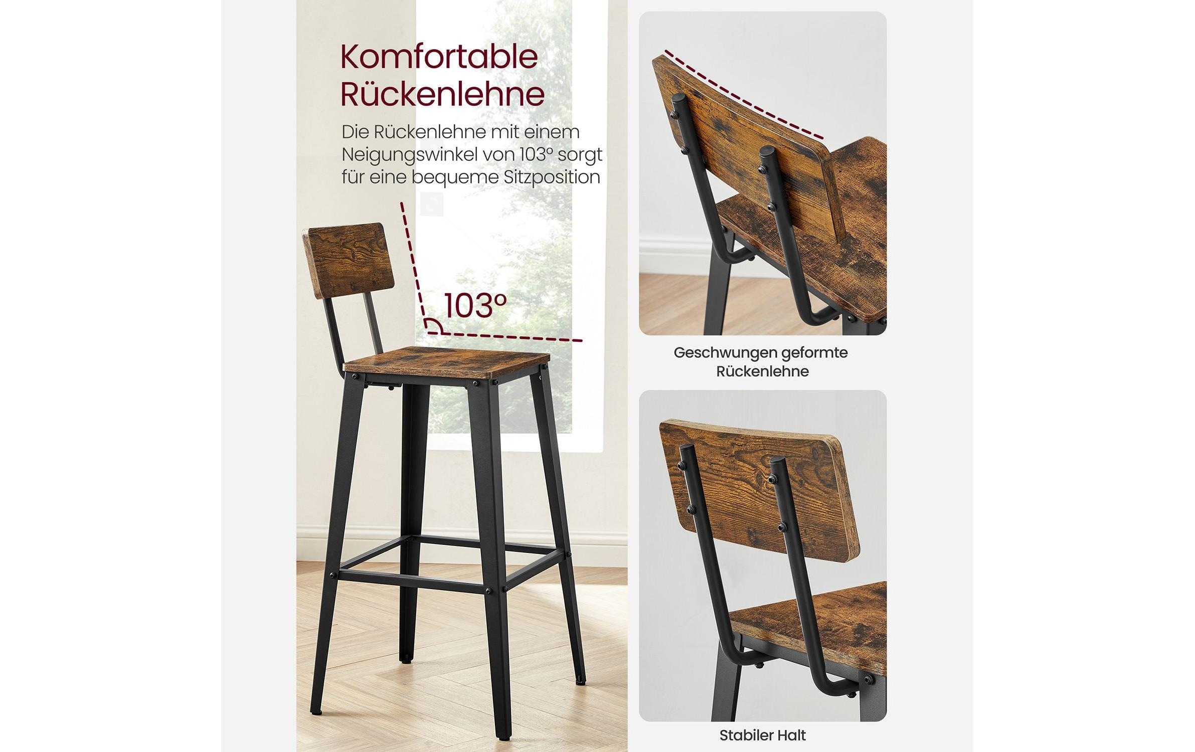 VASAGLE Barhocker »45.4 x 45.4 x 102.2 cm 2er Set«