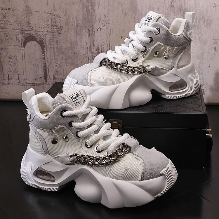 Mr Ozera - Label Applique Platform High-Top Sneakers