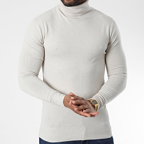 Pull Col Roulé J663 Beige