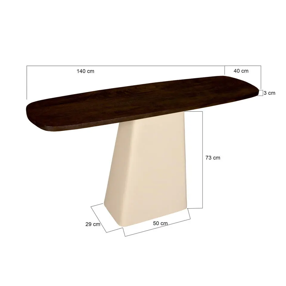Wandtafel Donkerbruin Mangohout/Staal - 140x40x76cm - Brix Marron