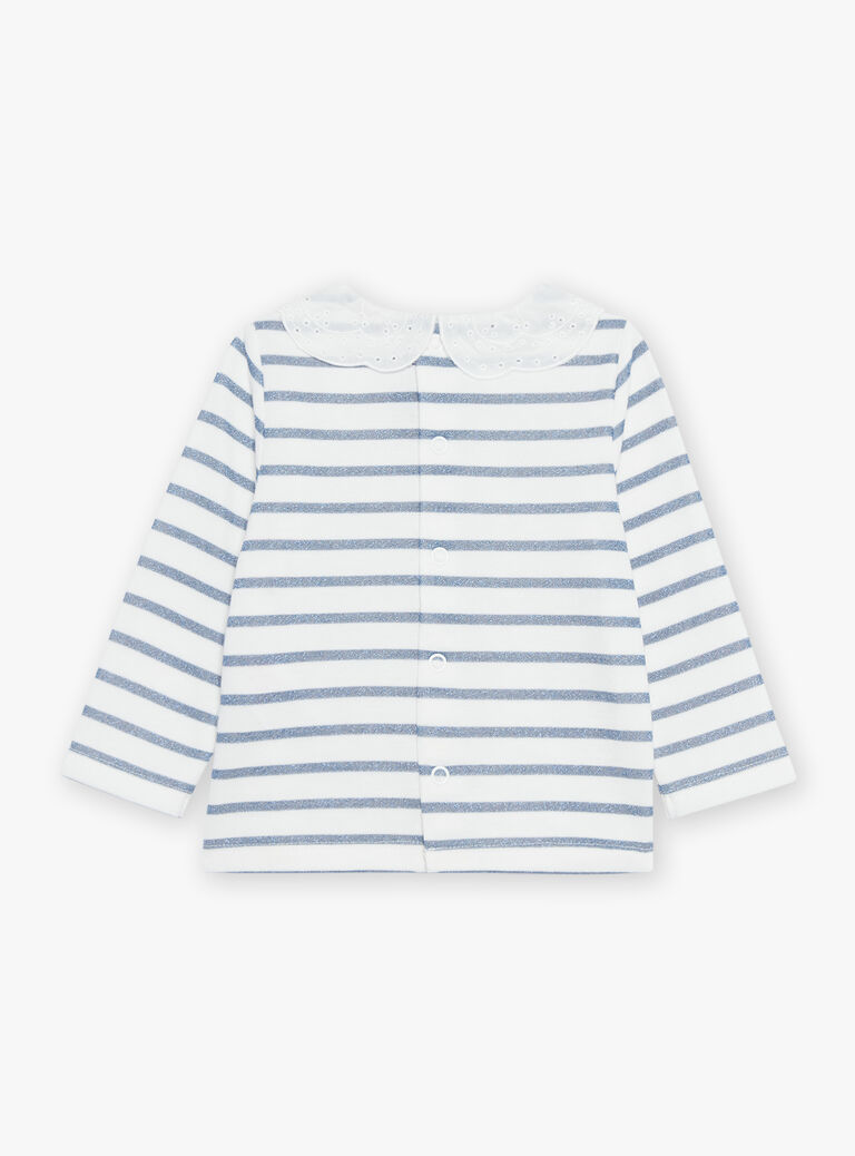 T-shirt esprit marinière écru et bleu marine