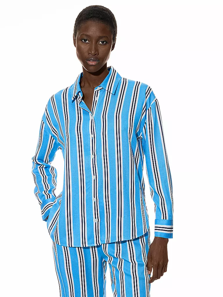 MEY Langarmshirt CALMING STRIPES hellblau