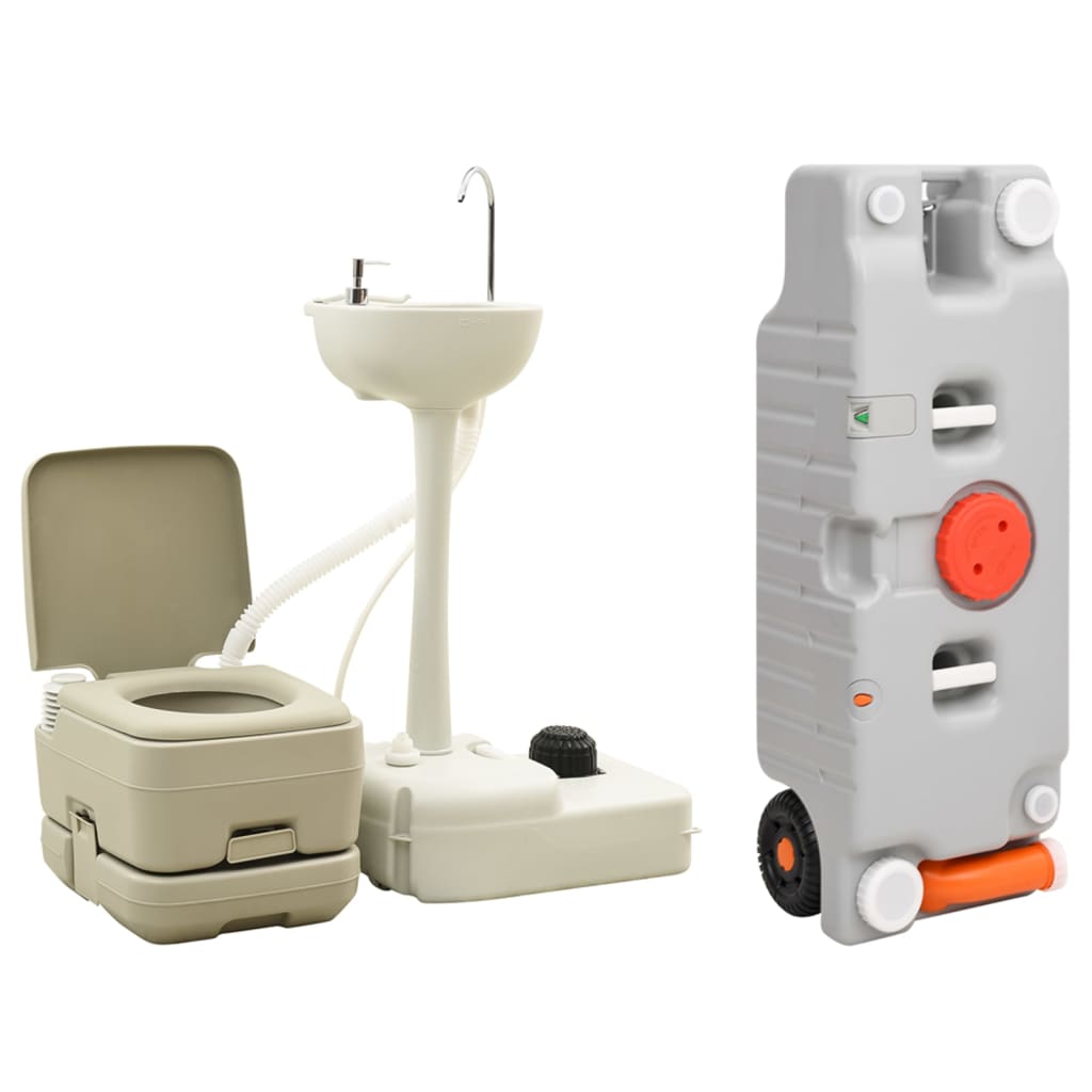 Conjunto de vaso sanitário e pia para camping Vidaxl