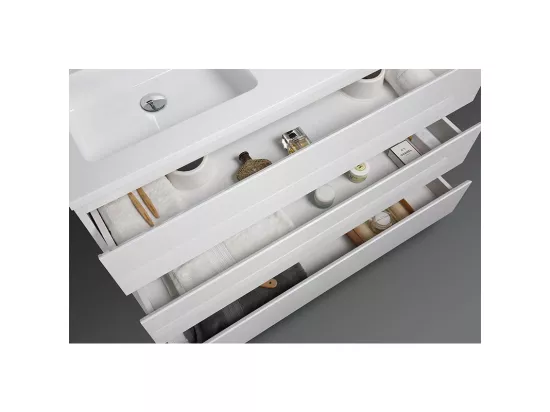 Meuble salle de bain design double vasque VERONA largeur 120 cm blanc laqué