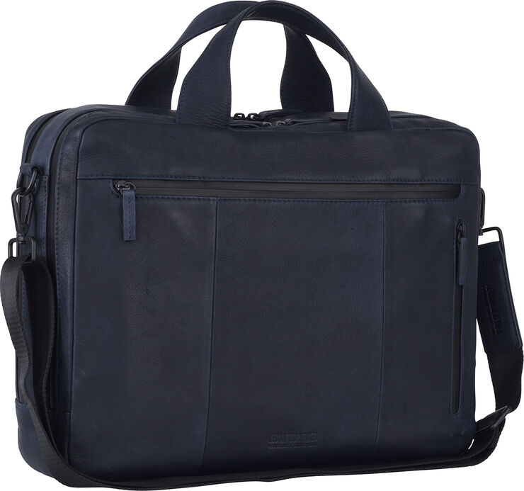 Leonhard Heyden Briefcase with zipper 2 comp. Blue