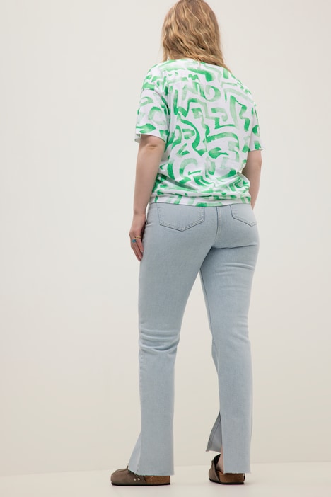 Jeans, Straight Fit, High Waist, Saumschlitze innen, 5-Pocket