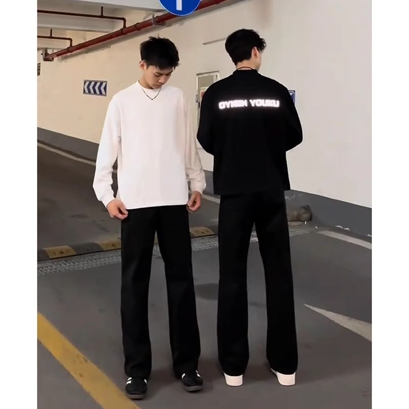 Chuoku - Mid Rise Plain Bootcut Pants