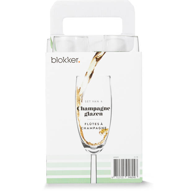 Blokker Plus champagneglazen - 18 cl - set van 4