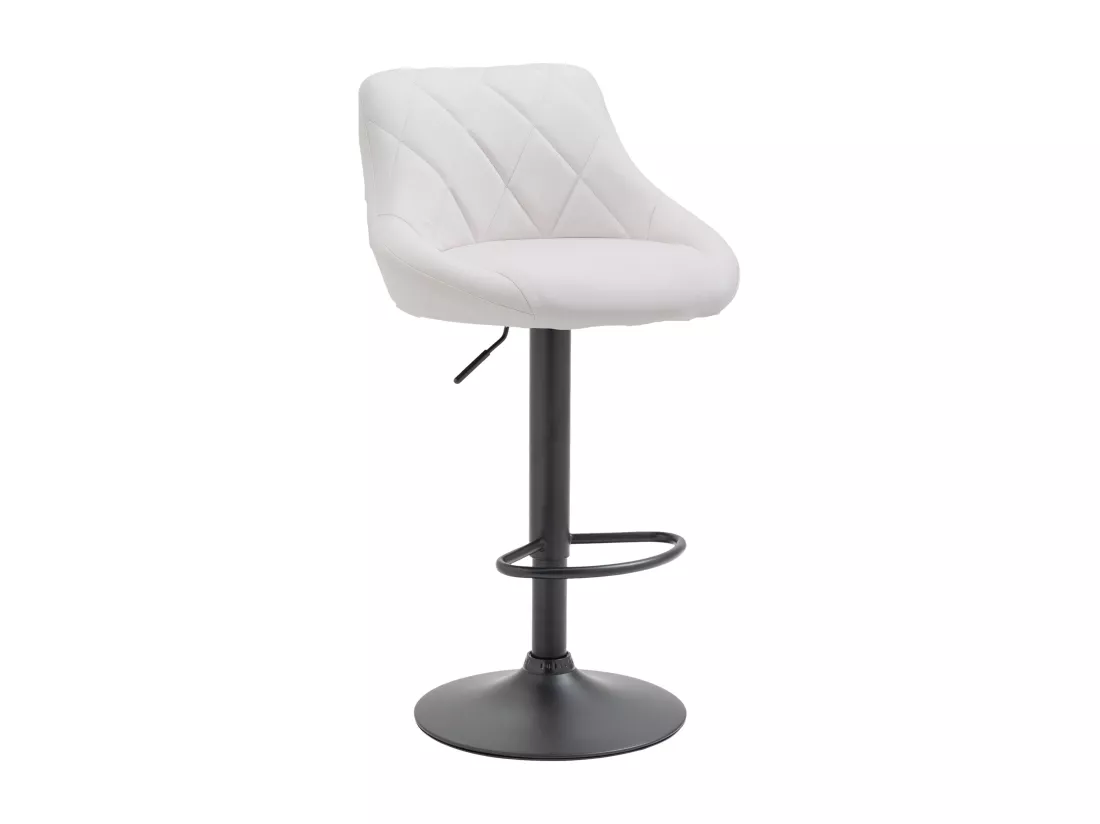 Tabouret de bar - Similicuir & Noir - Blanc - Lazio