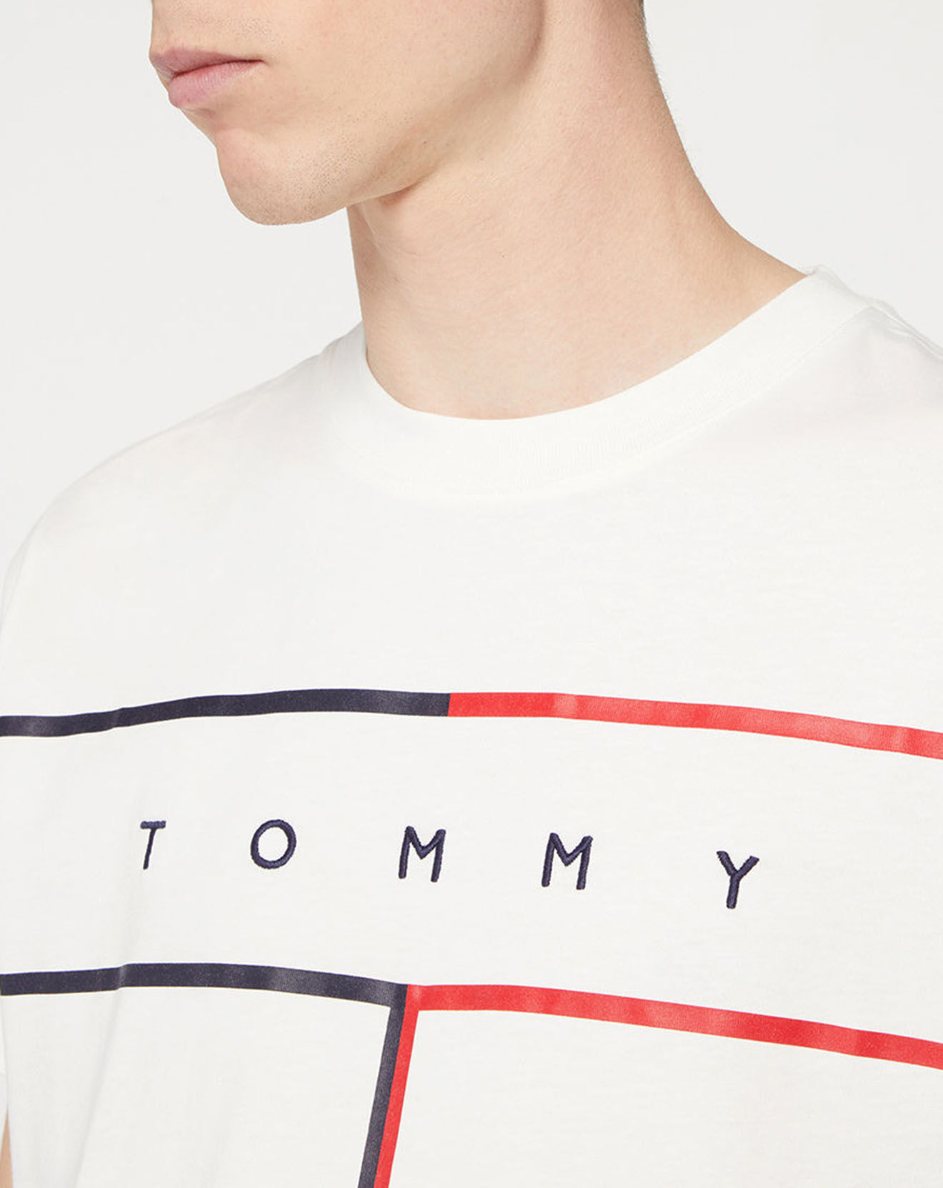 Tommy Hilfiger T-Shirt 100% Coton Bio Large Flag écru