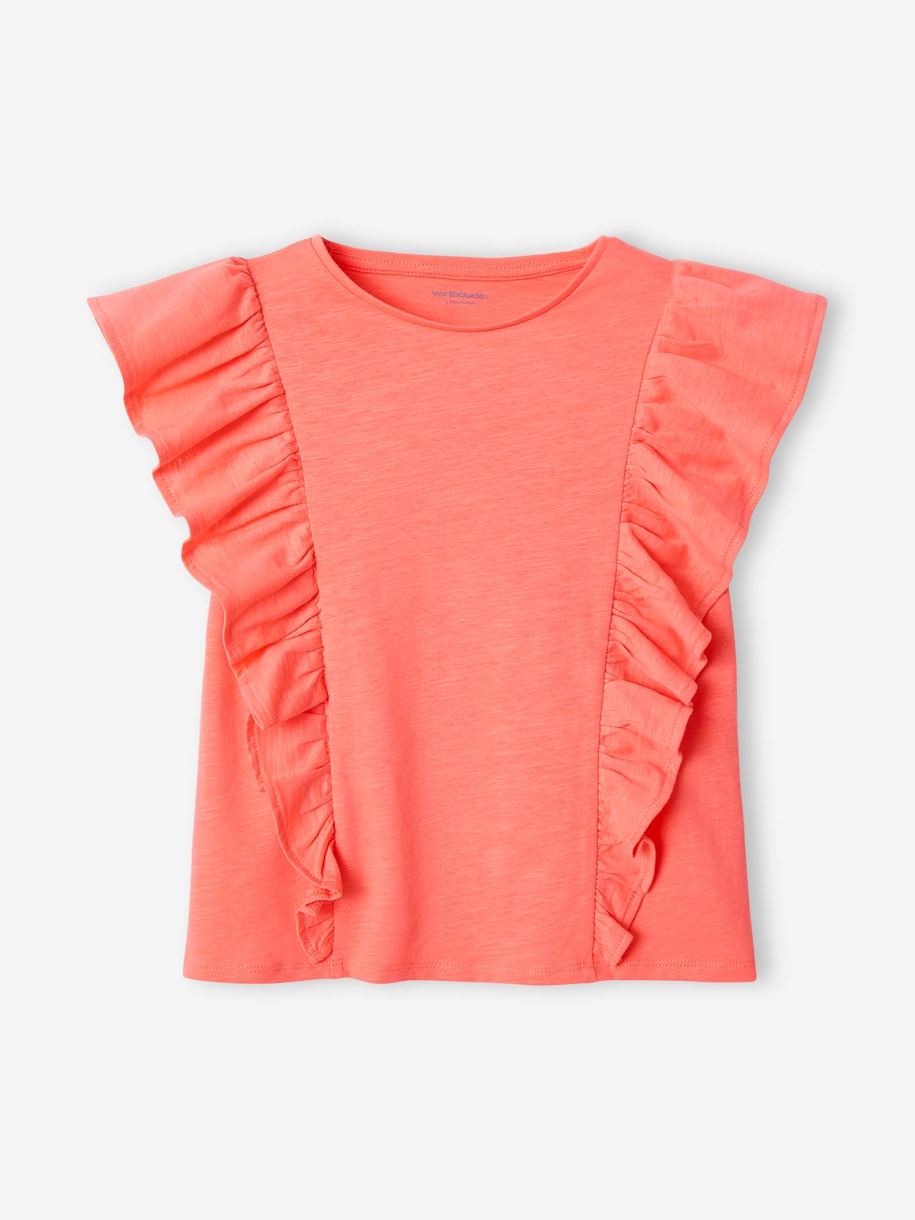 Camiseta com babados para meninas, verde salgueiro