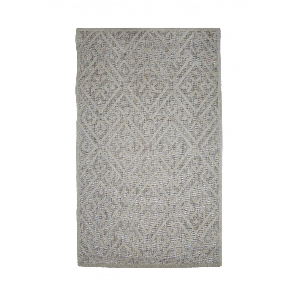 Tapis de salon, chambre poils ras jute motifs ethniques blanc et beige scandinave 150x200cm- décoration- mobilier d'intérieur