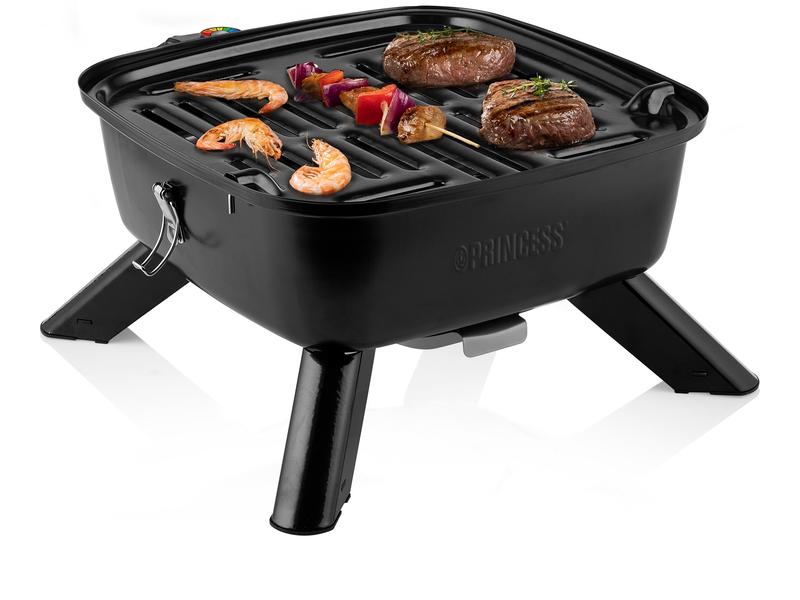 Tristar Tragbarer Hybridgrill, 2000 W 2-in-1-Elektro oder Holzkohlegrill – Inklusive Deckel