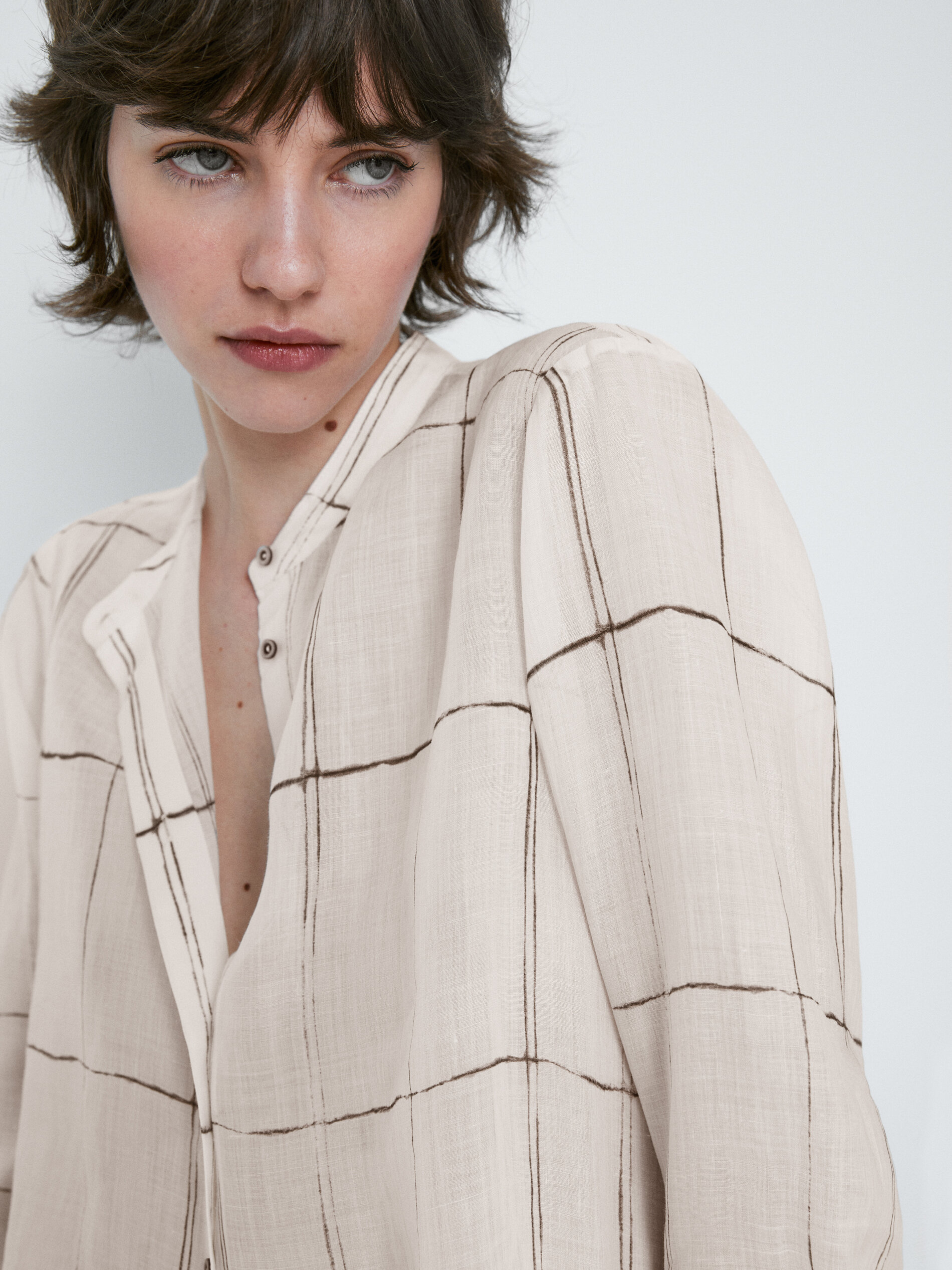 Camisa xadrez com gola mandarim - RAW